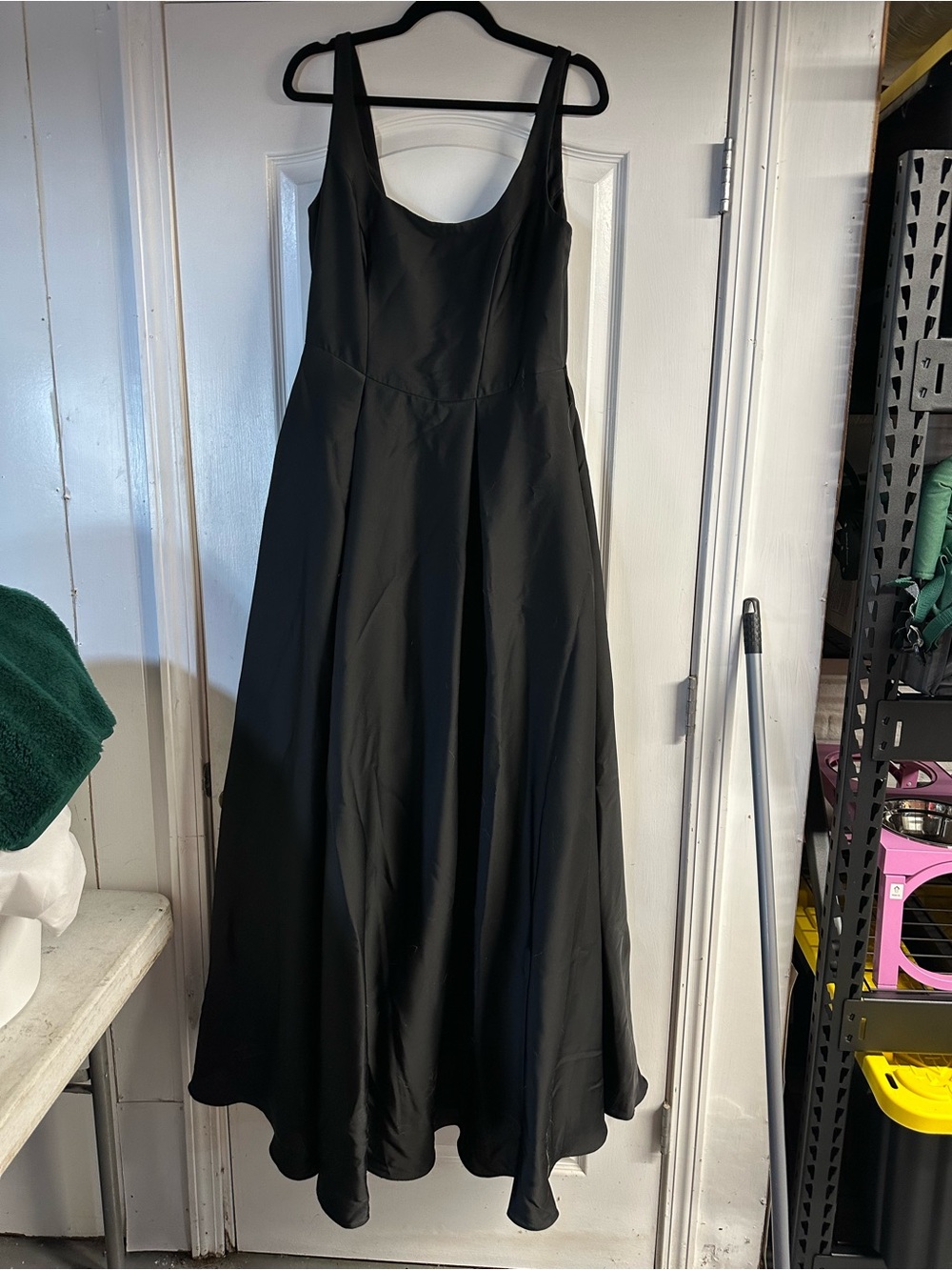 Azazie Black A-Line Satin Maxi Dress